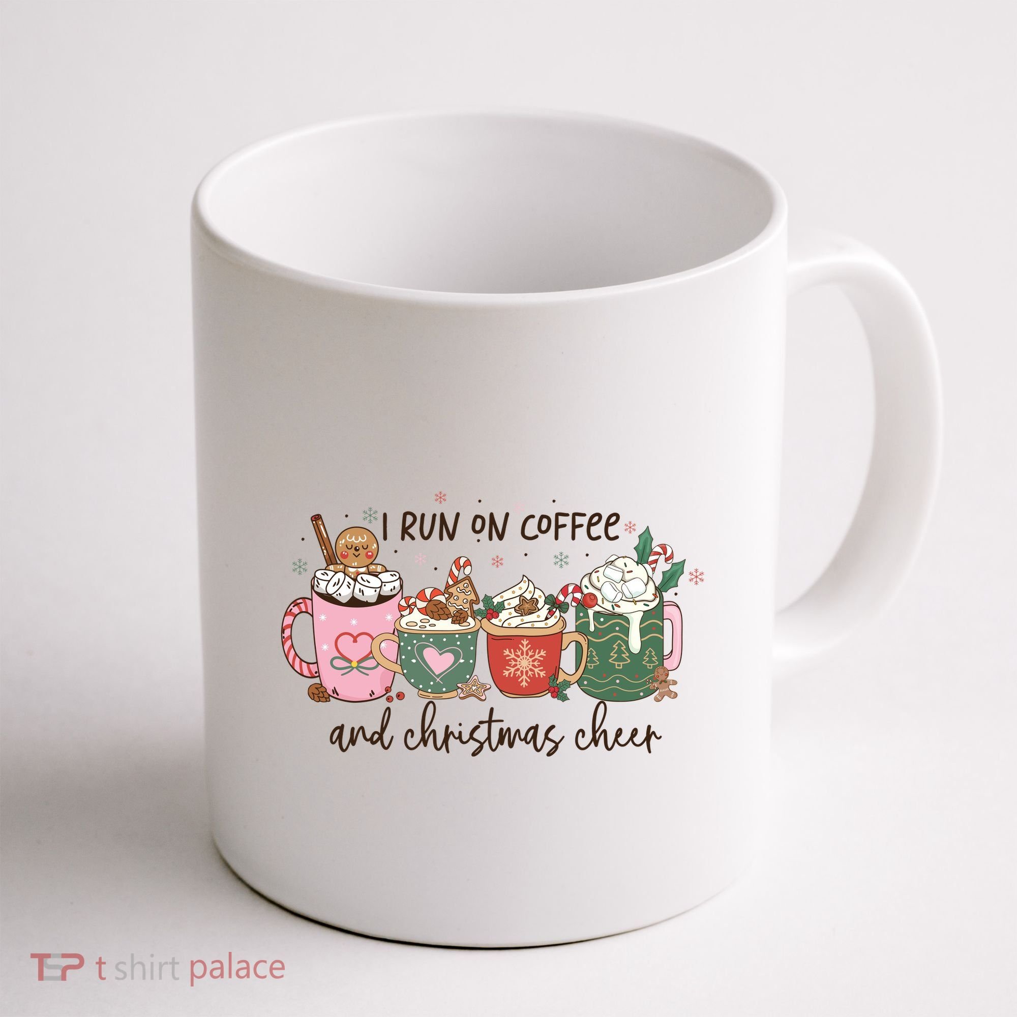 I Run On Coffee And Christmas Cheer Cute Holiday Coffee Mug