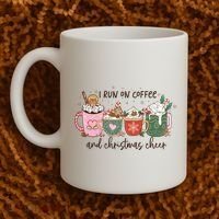 I Run On Coffee And Christmas Cheer Cute Holiday Coffee Mug thumb 2