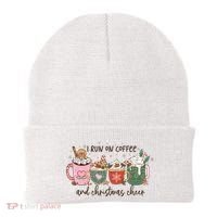 I Run On Coffee And Christmas Cheer Cute Holiday Beanie thumb 0