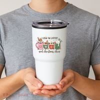 I Run On Coffee And Christmas Cheer Cute Holiday Tumbler thumb 2