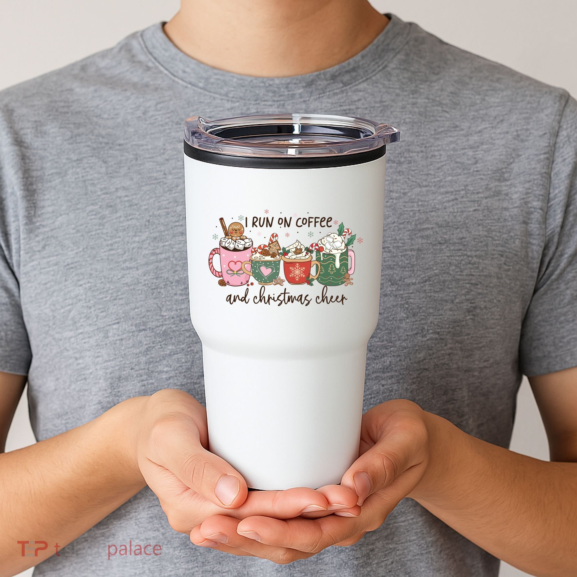 I Run On Coffee And Christmas Cheer Cute Holiday Tumbler