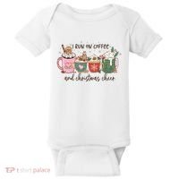 I Run On Coffee And Christmas Cheer Cute Holiday Baby Bodysuit thumb 0