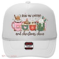 I Run On Coffee And Christmas Cheer Cute Holiday Hat thumb 0