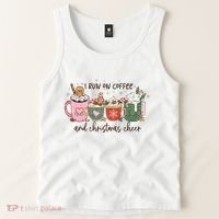 I Run On Coffee And Christmas Cheer Cute Holiday Tank Top thumb 2