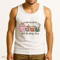 I Run On Coffee And Christmas Cheer Cute Holiday Tank Top thumb 3