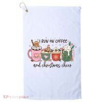 I Run On Coffee And Christmas Cheer Cute Holiday Golf Towel thumb 0