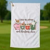I Run On Coffee And Christmas Cheer Cute Holiday Golf Towel thumb 1