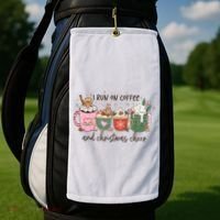 I Run On Coffee And Christmas Cheer Cute Holiday Golf Towel thumb 2
