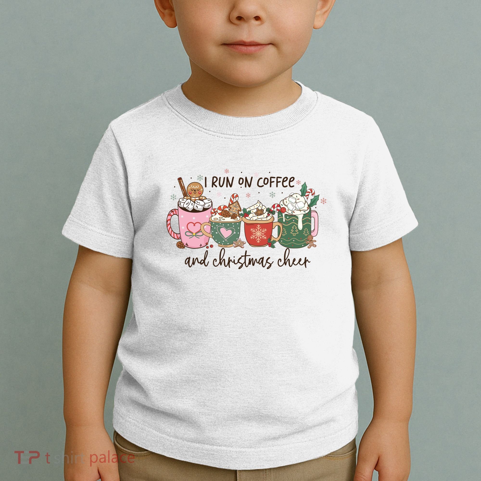 I Run On Coffee And Christmas Cheer Cute Holiday Toddler T-Shirt