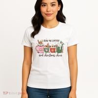 I Run On Coffee And Christmas Cheer Cute Holiday Women's T-Shirt thumb 4