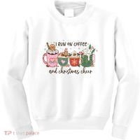 I Run On Coffee And Christmas Cheer Cute Holiday Kids Sweatshirt thumb 0