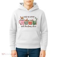 I Run On Coffee And Christmas Cheer Cute Holiday Kids Hoodie thumb 4