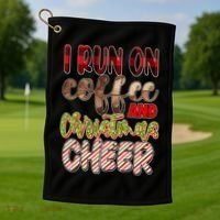 I Run On Coffee And Christmas Cheer Golf Towel thumb 1