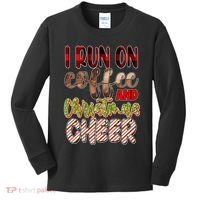 I Run On Coffee And Christmas Cheer Kids Long Sleeve Shirt thumb 0