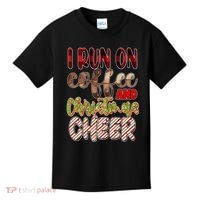 I Run On Coffee And Christmas Cheer Kids T-Shirt thumb 0