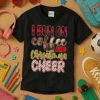 I Run On Coffee And Christmas Cheer Kids T-Shirt thumb 3