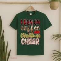 I Run On Coffee And Christmas Cheer T-Shirt thumb 2