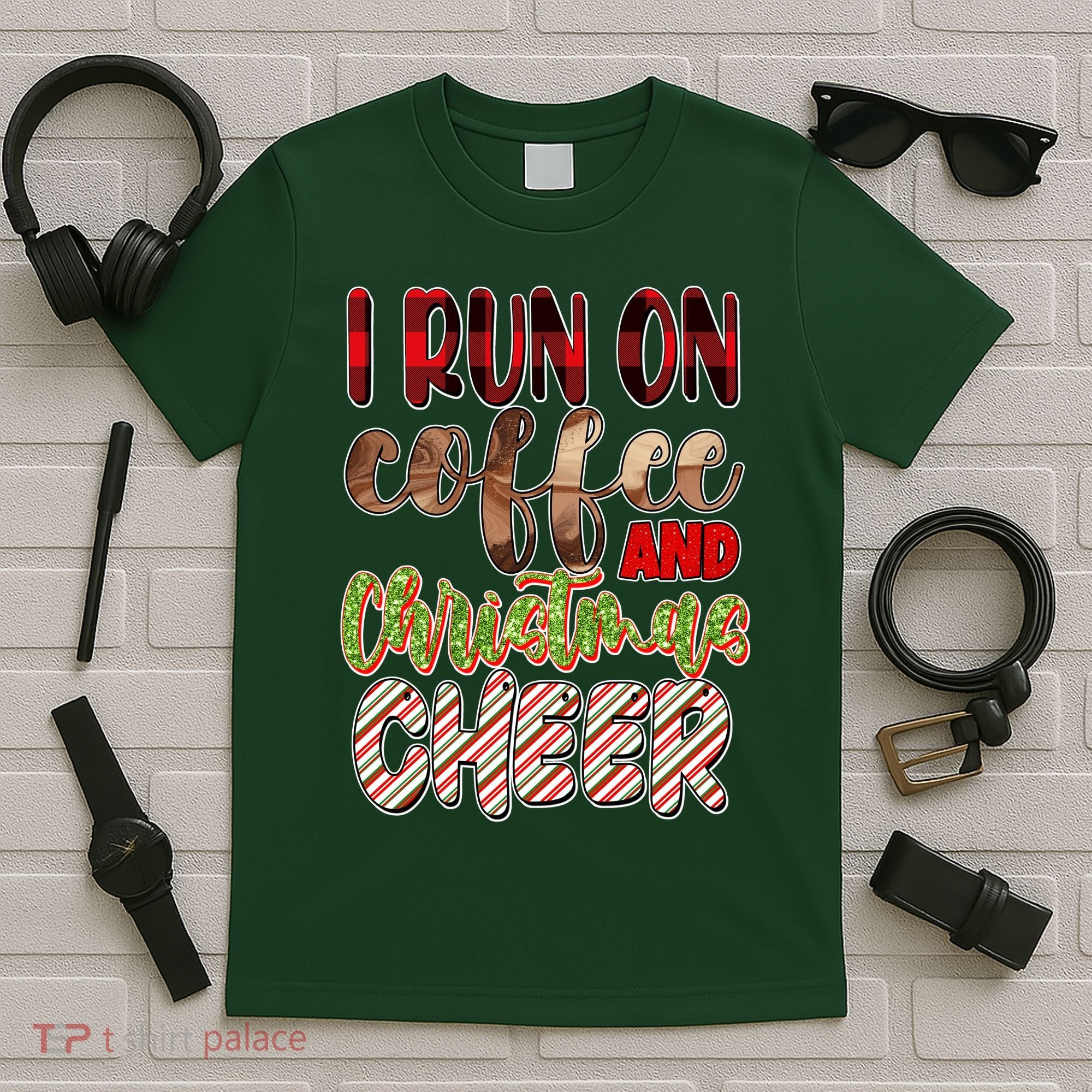 I Run On Coffee And Christmas Cheer T-Shirt