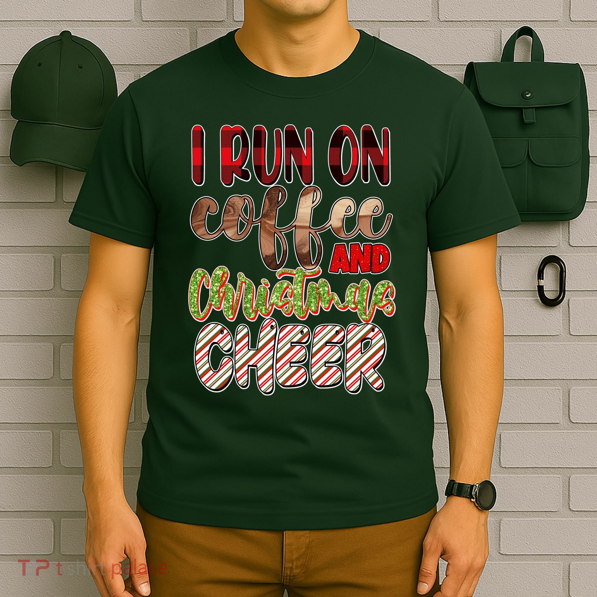 I Run On Coffee And Christmas Cheer T-Shirt