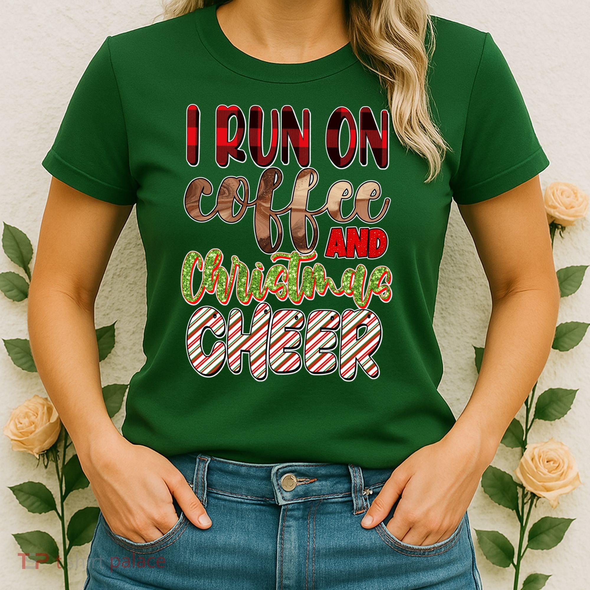 I Run On Coffee And Christmas Cheer Women's T-Shirt