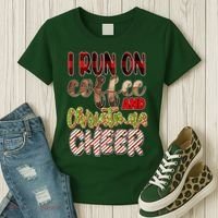 I Run On Coffee And Christmas Cheer Women's T-Shirt thumb 3