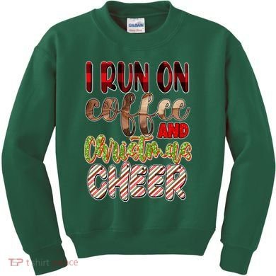 I Run On Coffee And Christmas Cheer Kids Sweatshirt