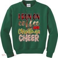 I Run On Coffee And Christmas Cheer Kids Sweatshirt thumb 0