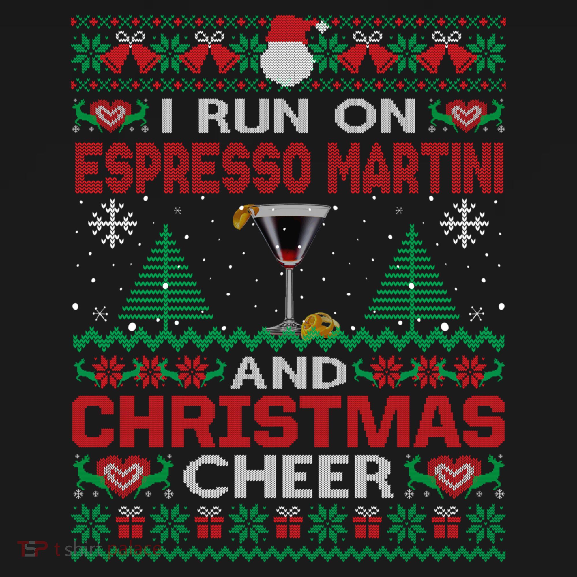 I Run On Espresso Martini And Christmas Cheer Ugly Sweater Gift Doggie Tank
