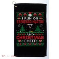 I Run On Espresso Martini And Christmas Cheer Ugly Sweater Gift Golf Towel thumb 0