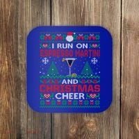 I Run On Espresso Martini And Christmas Cheer Ugly Sweater Gift Coaster thumb 0