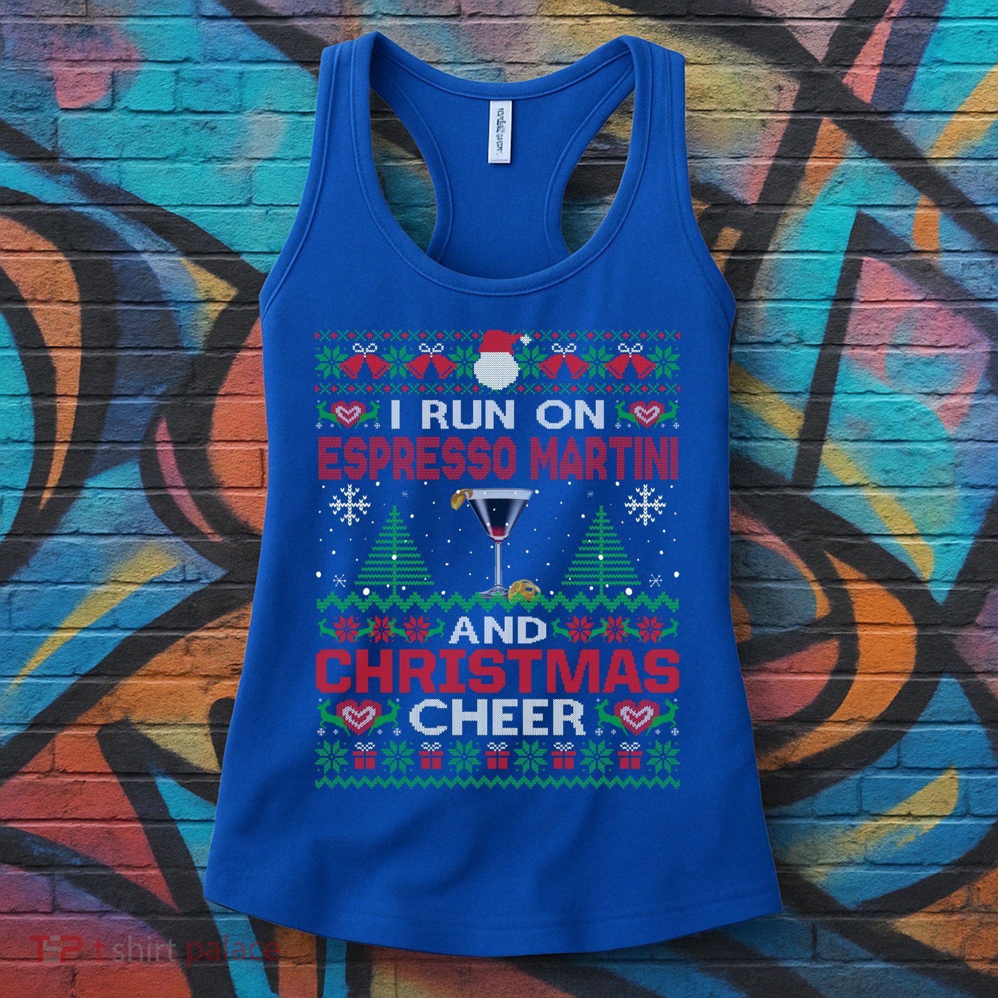 I Run On Espresso Martini And Christmas Cheer Ugly Sweater Gift Women's Tank Top