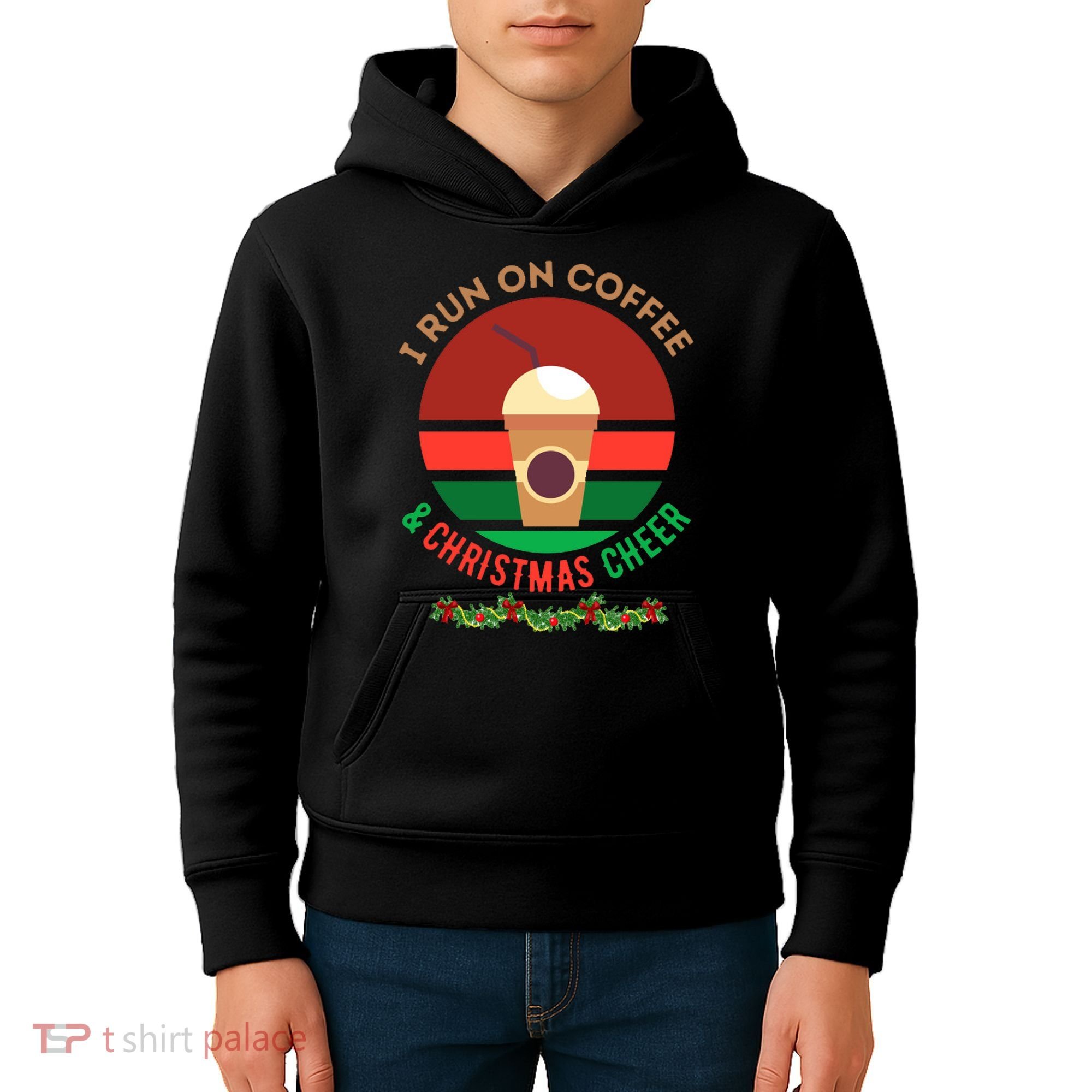 I Run On Coffee And Christmas Cheer Kids Hoodie