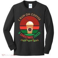 I Run On Coffee And Christmas Cheer Kids Long Sleeve Shirt thumb 0