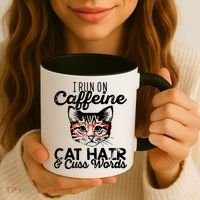 I Run On Caffeine Cat Hair And Cuss Words Coffee Coffee Mug thumb 3