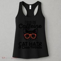 I Run On Caffeine Cat Hair And Cuss Words Coffee Women's Tank Top thumb 3