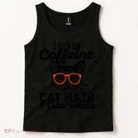 I Run On Caffeine Cat Hair And Cuss Words Coffee Tank Top thumb 2