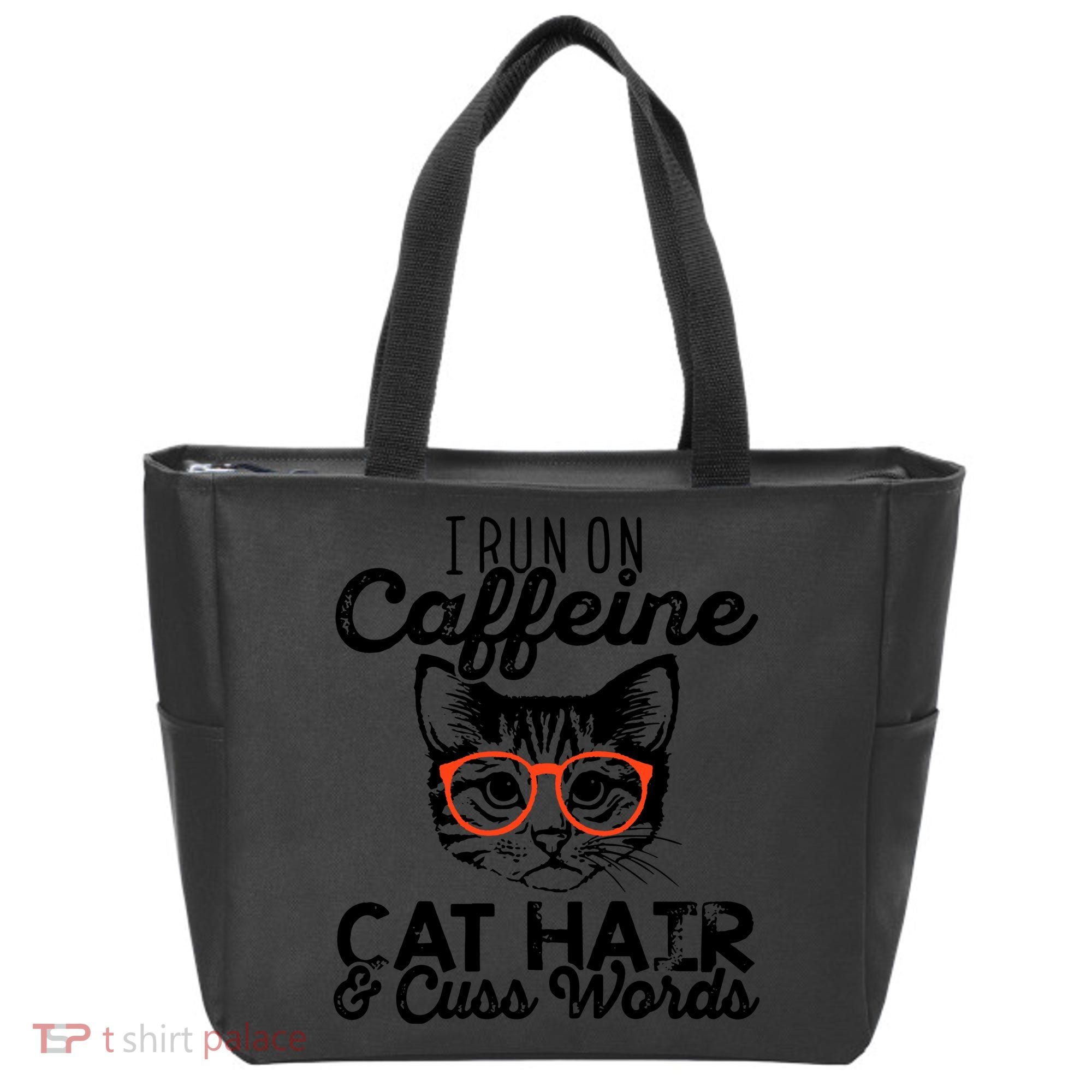 I Run On Caffeine Cat Hair And Cuss Words Coffee Tote Bag