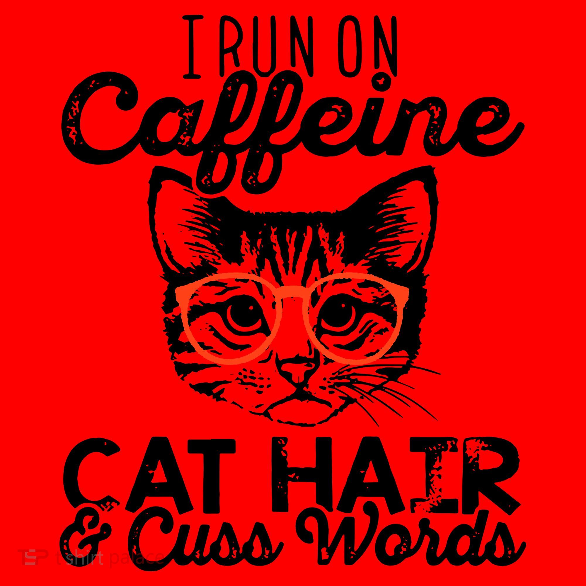 I Run On Caffeine Cat Hair And Cuss Words Coffee Santa Hat