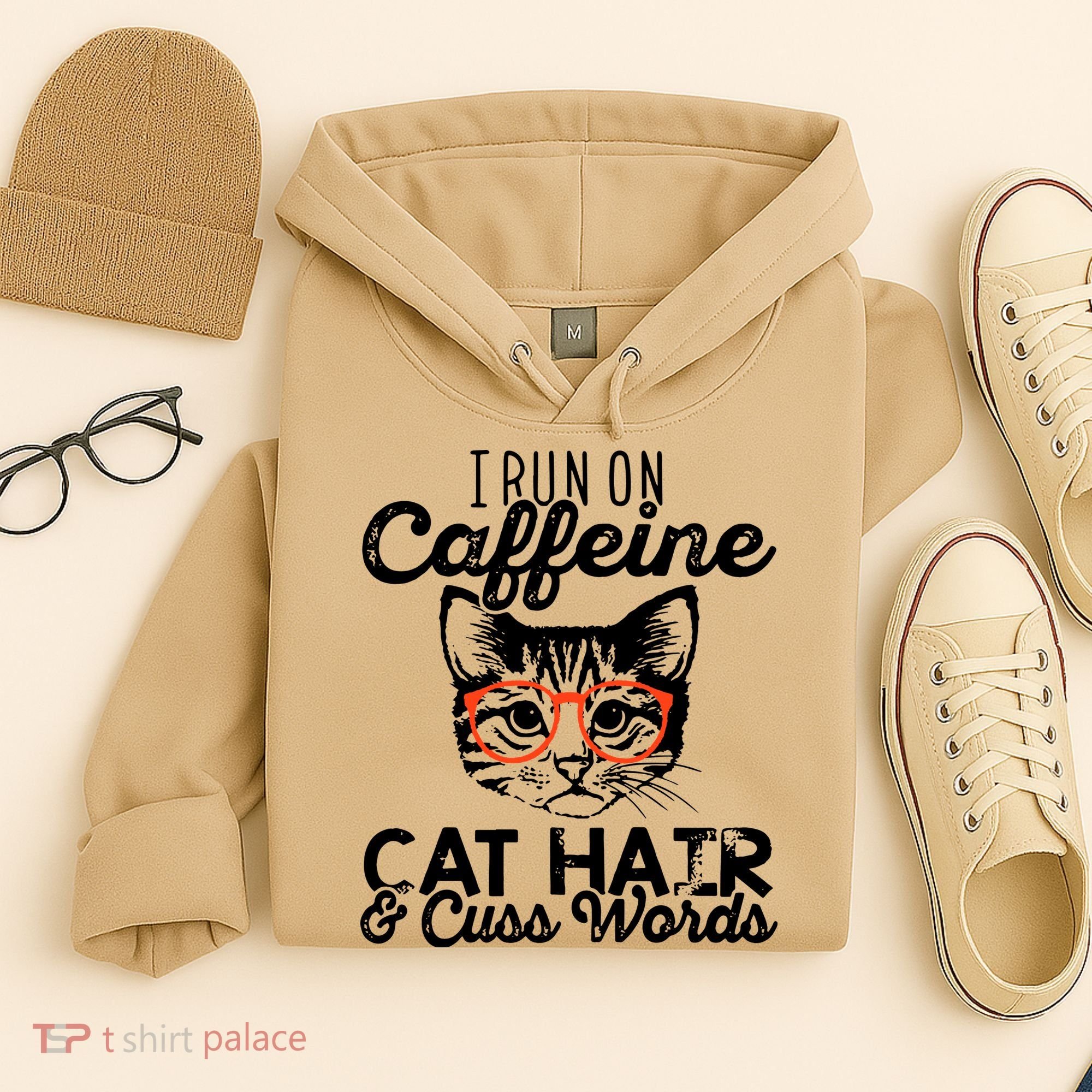 I Run On Caffeine Cat Hair And Cuss Words Coffee Hoodie