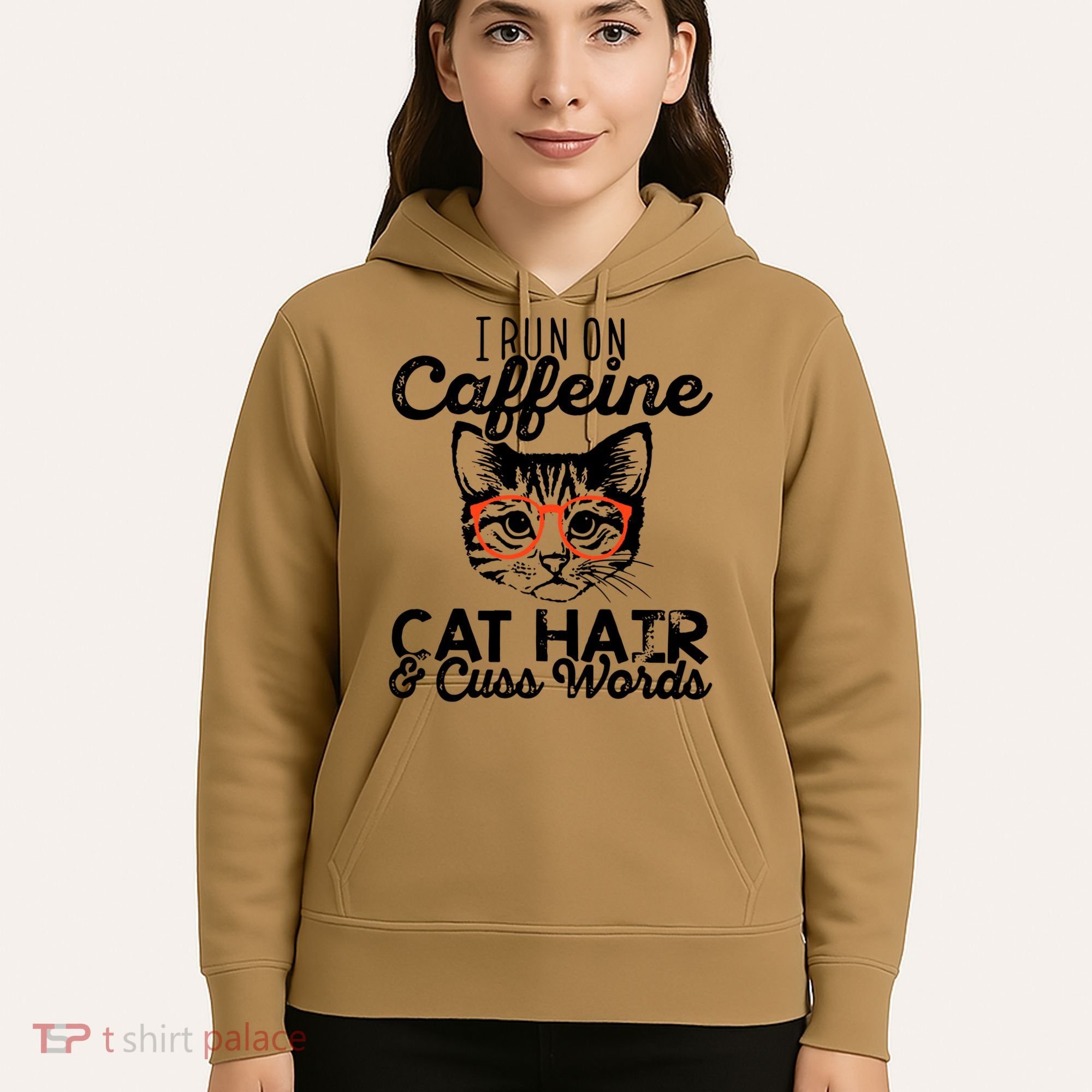 I Run On Caffeine Cat Hair And Cuss Words Coffee Hoodie