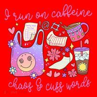 I Run On Caffeine Chaos And Cuss Words Santa Hat thumb 1
