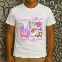I Run On Caffeine Chaos And Cuss Words T-Shirt thumb 3