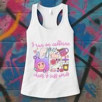 I Run On Caffeine Chaos And Cuss Words Women's Tank Top thumb 3