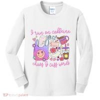 I Run On Caffeine Chaos And Cuss Words Kids Long Sleeve Shirt thumb 0