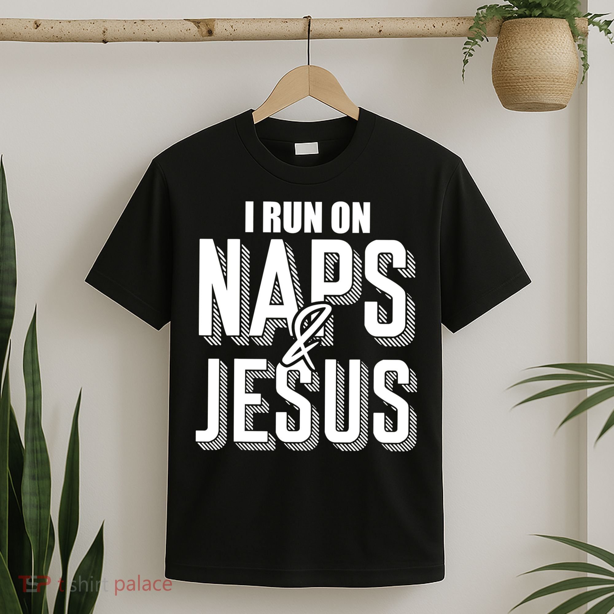I Run On Naps And Jesus Religion God Church Funny Christian T-Shirt