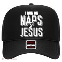 I Run On Naps And Jesus Religion God Church Funny Christian Hat thumb 0