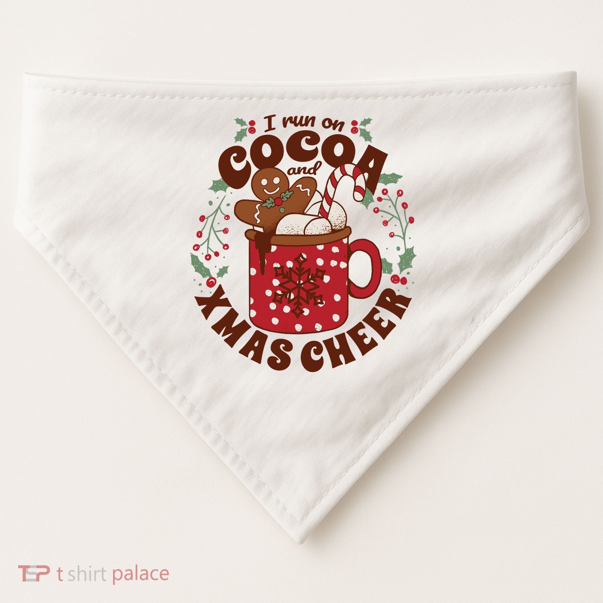 I Run On Cocoa And Xmas Cheer Holiday Christmas USA-Made Doggie Bandana