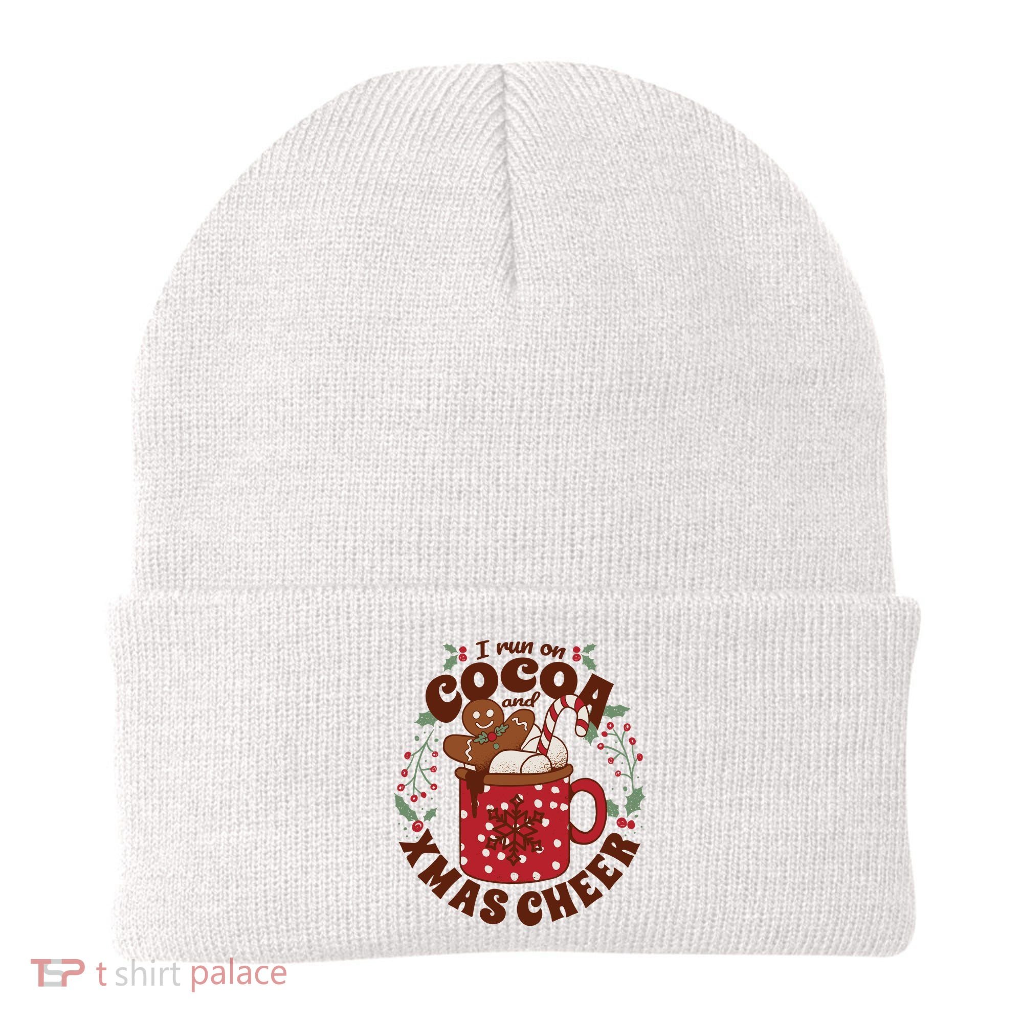 I Run On Cocoa And Xmas Cheer Holiday Christmas Beanie