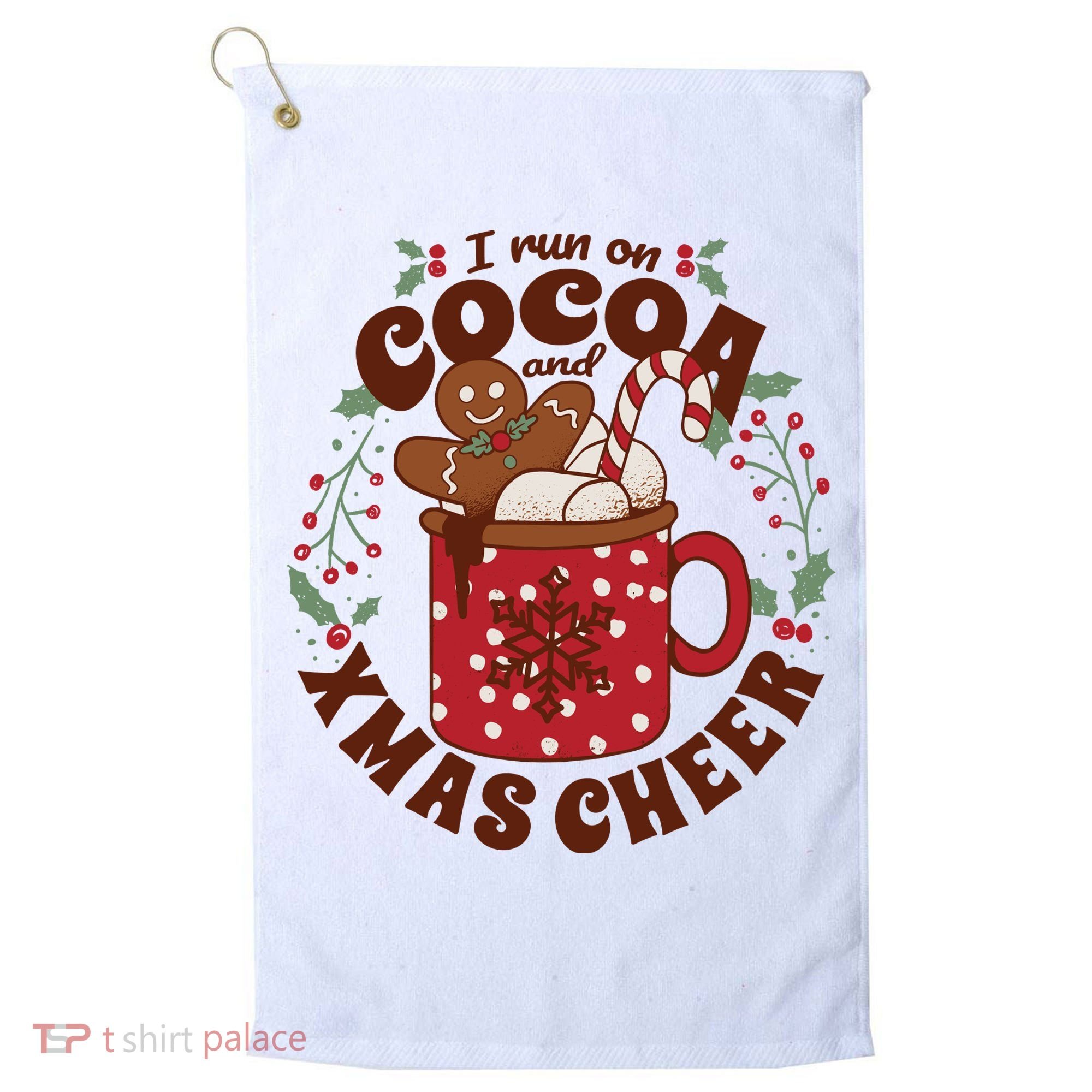 I Run On Cocoa And Xmas Cheer Holiday Christmas Golf Towel