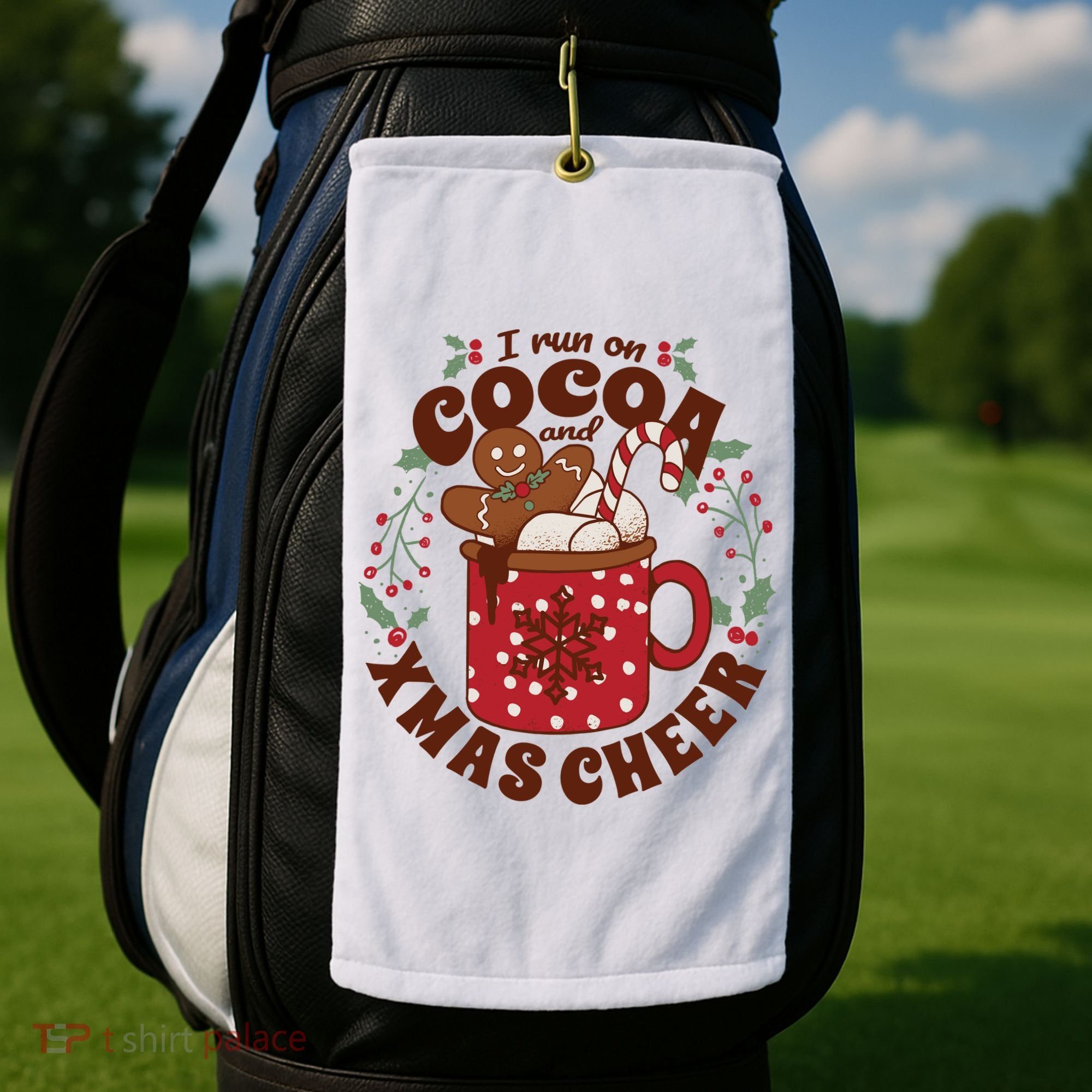 I Run On Cocoa And Xmas Cheer Holiday Christmas Golf Towel